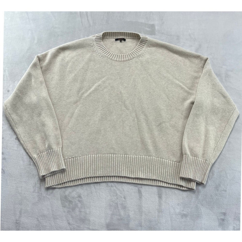 Quince Boyfriend Crew Sweater Women XL Beige Organic Cotton Minimalist Oversized